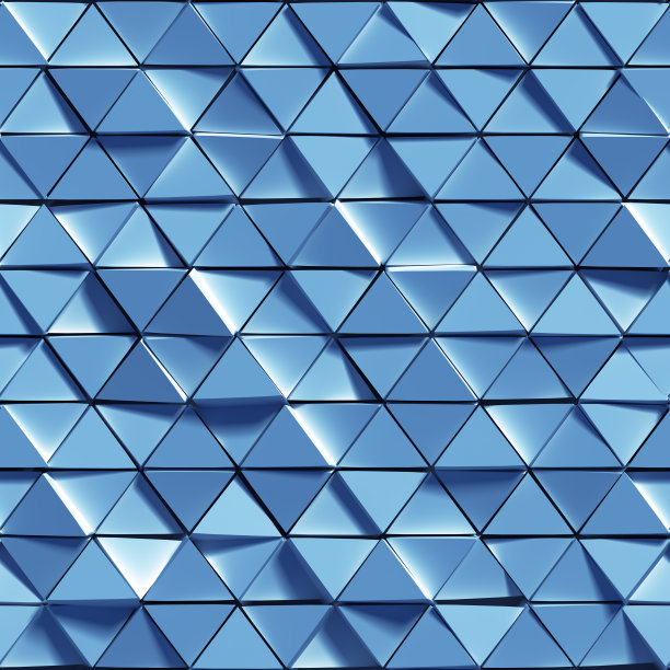 无缝模式的蓝色三角形3D渲染图片下载