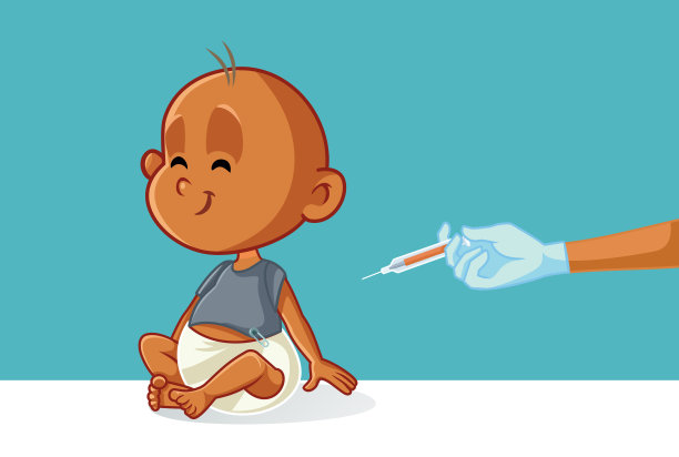 医生接种小婴儿在医院矢量卡通图片下载