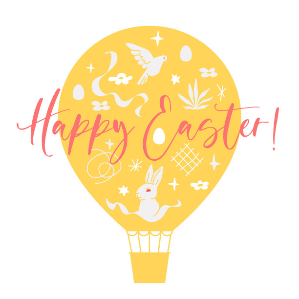 带气球的复活节快乐卡片图片下载