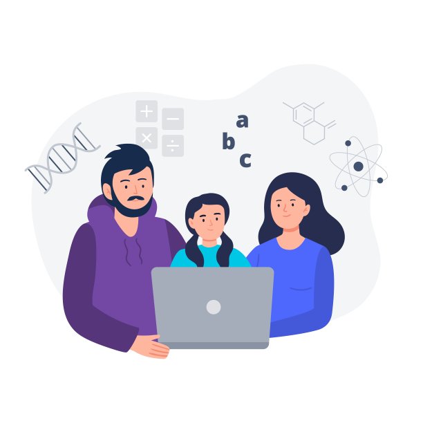 一起学习。父母帮助孩子做作业。在线教育，在线学习，在家学习，辅导课。矢量平面插图。图片下载