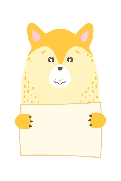 可爱的卡通动物拿着标签和复制空间。设置贺卡横幅邀请传单小册子。卡通手绘风格。小宠物用空白标记信息板图片下载