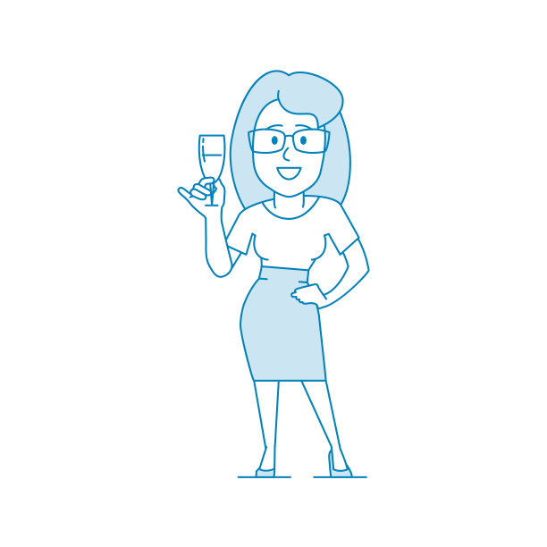 角色-一个戴着玻璃杯的女人手里拿着一杯酒。图片下载