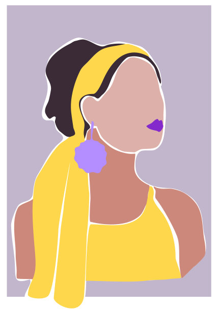 时尚抽象肖像手绘插画t恤印花，美概念，时尚，涂鸦风格矢量插画图片下载