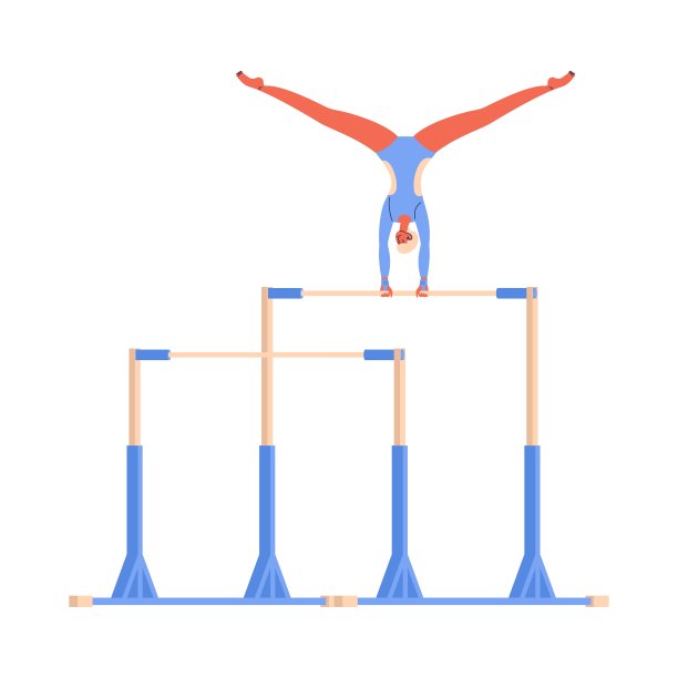 高低杠女子训练孤立的白色。矢量概念插图与优雅的女运动员做摆动元素颠倒图片下载
