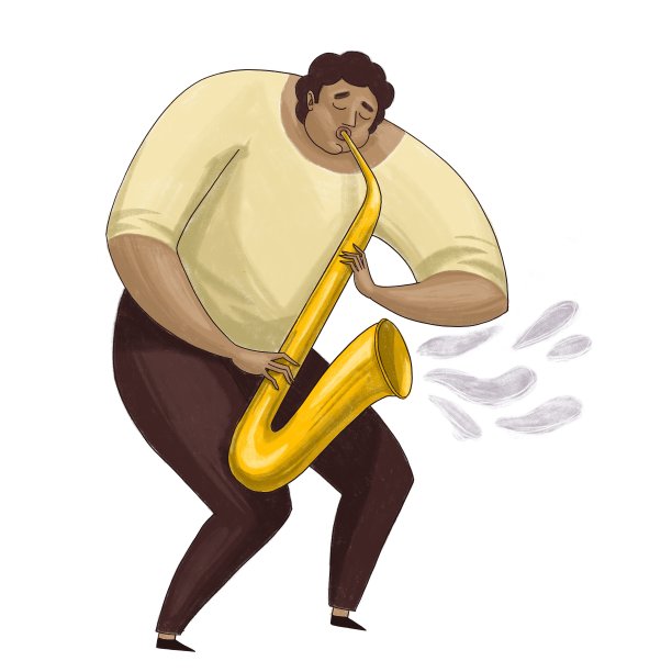 萨克斯手，彩色插图。爵士萨克斯图片下载
