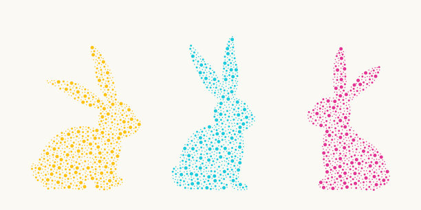 矢量插图的复活节兔子画的点不同大小。图片下载