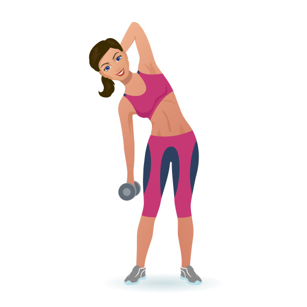 用哑铃做侧弯的女孩图片下载