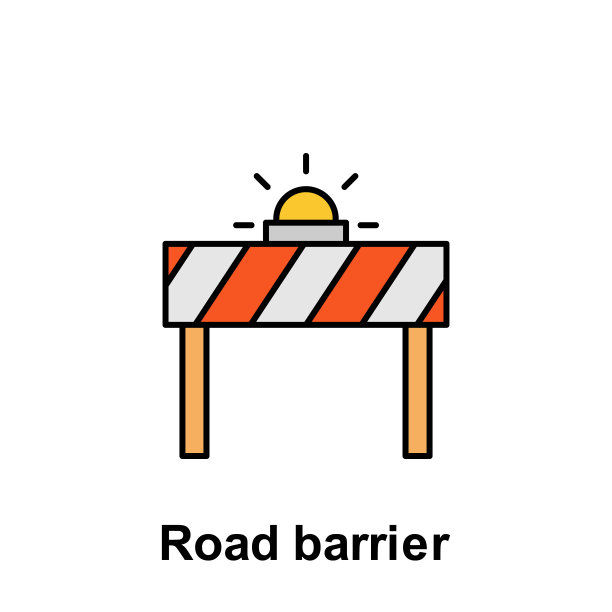 道路屏障轮廓图标。劳动节插图图标元素。符号和符号可以用于网页，徽标，移动应用程序，UI, UX图片下载