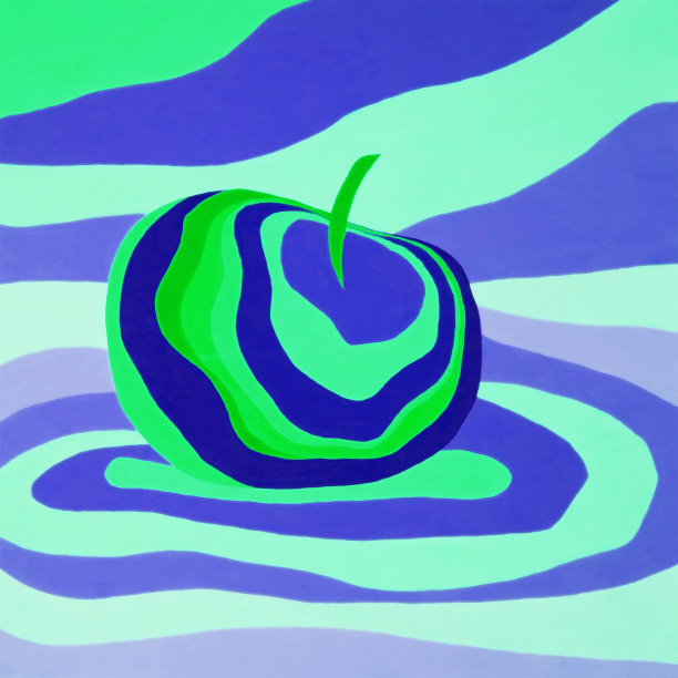 苹果水果迷幻的插图光学错觉。图片下载