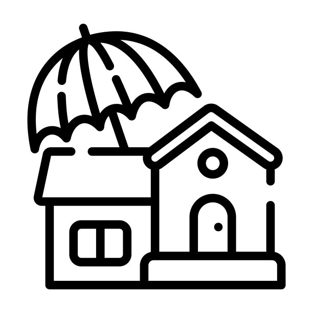 房屋保险线图标，房地产网络和移动图标图片下载