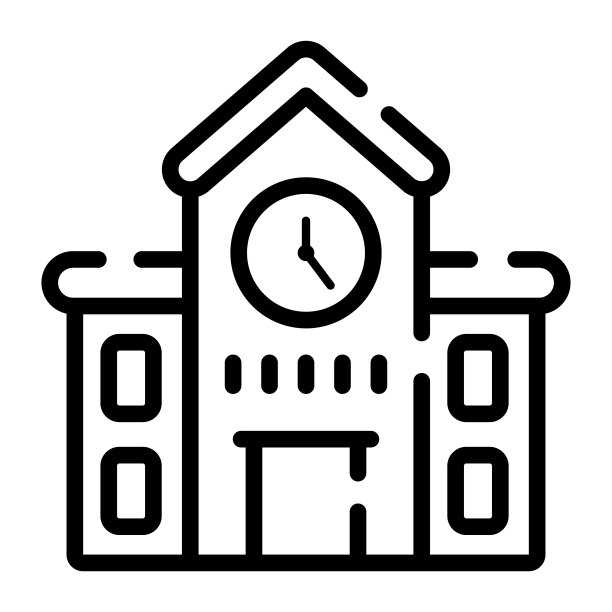 学校线性图标房地产网站和移动图标图片下载