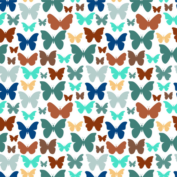 无缝图案与五彩缤纷的蝴蝶。矢量插图。图片下载