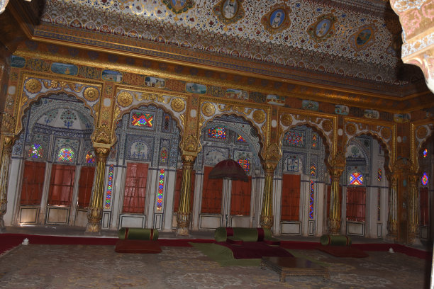 在拉贾斯坦邦焦特布尔著名的Maherangarh堡观看Rang Mahal图片下载