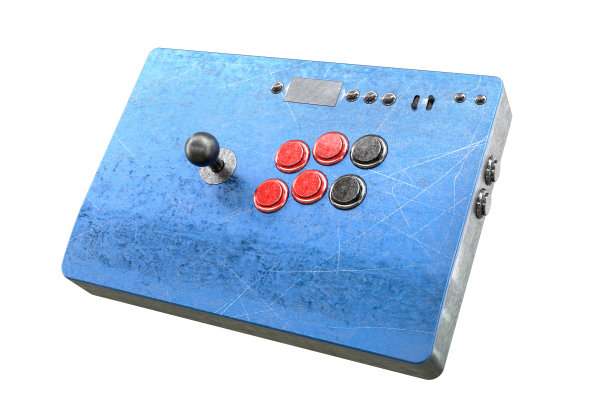 古董使用街机杆与操纵杆和比赛按钮和划痕图片下载