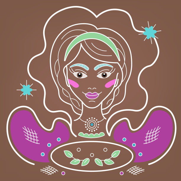 巨蟹座，矢量黄道星座，矢量插图。家庭主妇，吃派的女孩图片下载