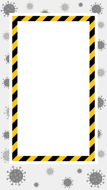 向量检疫框架。冠状病毒背景和黑色和黄色条纹。框中文本的空白位置。Covid-19危险。待在家里注意横幅。图片下载