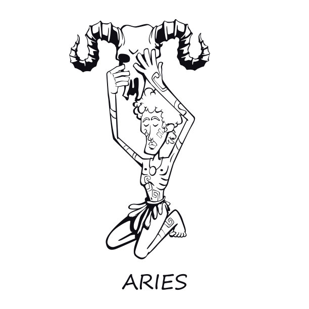 白羊座星座男人轮廓卡通矢量插图。占星符号的人。可以使用2d角色模板进行商业，动画，印刷设计。孤立的漫画英雄图片下载