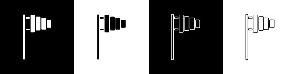 设置高尔夫旗图标孤立的黑白背景。高尔夫球用具或配件。向量图片下载