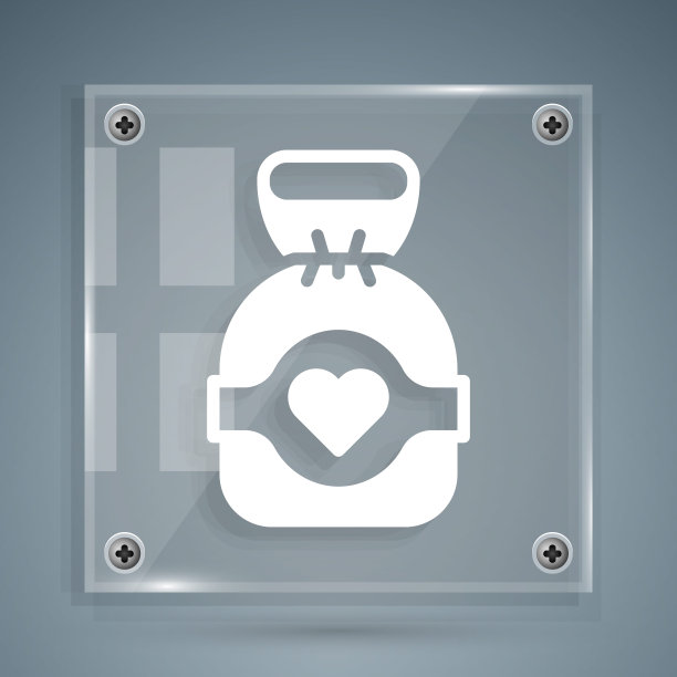 白色巧克力糖果图标孤立在灰色背景。方形玻璃面板。向量图片下载