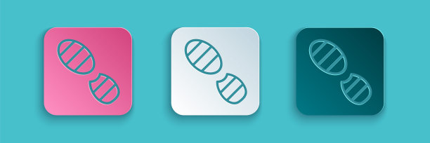 剪纸人类脚印鞋图标孤立在蓝色背景。鞋鞋底。纸艺术风格。向量图片下载