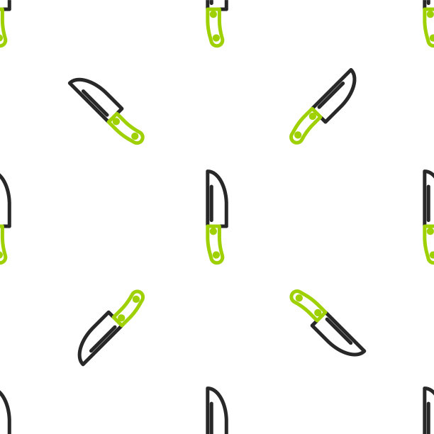 线刀图标隔离无缝模式上的白色背景。餐具的象征。向量图片下载