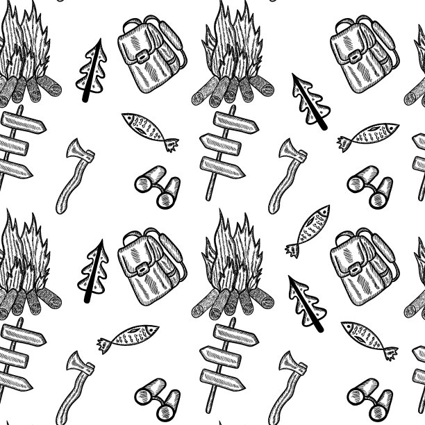 野营无缝的涂鸦图片下载