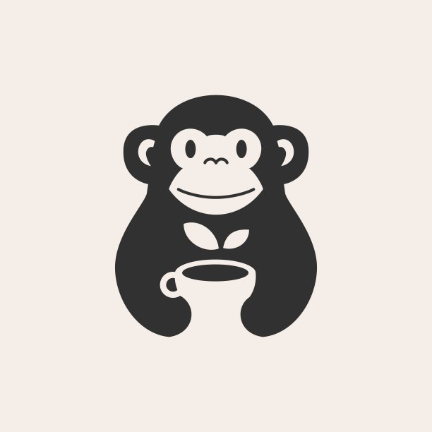 猴子茶潮复古矢量图标插图图片下载