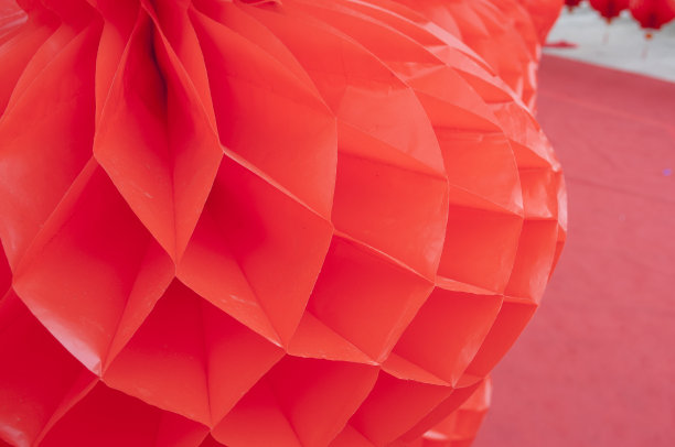 红色纸灯笼的抽象纹理特写图片下载