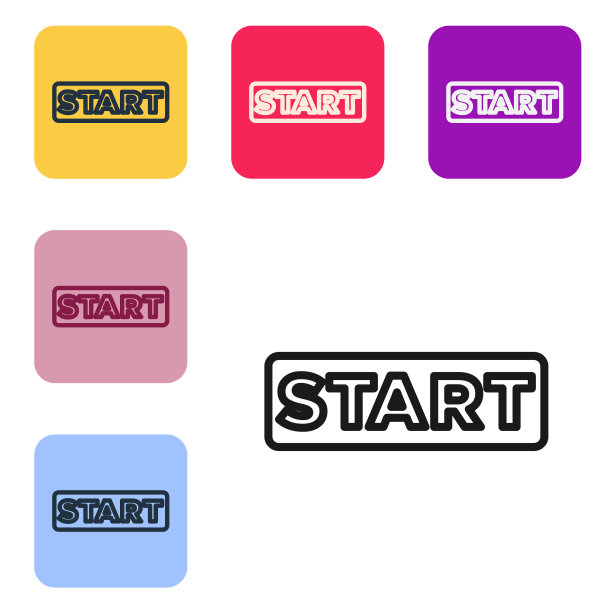 黑色线条丝带在结束线图标孤立在白色背景。终点线符号。运动标志或商业概念。设置图标的颜色方形按钮。向量图片下载