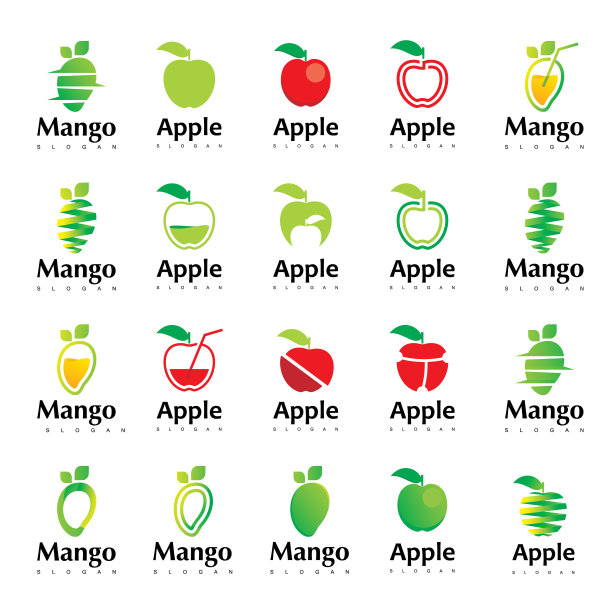 苹果和芒果的标志套装图片下载