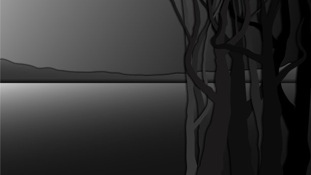 抽象的夜晚景观与树木图片下载