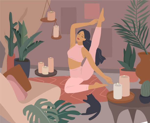 可爱的女孩做瑜伽姿势的生活方式年轻图片下载