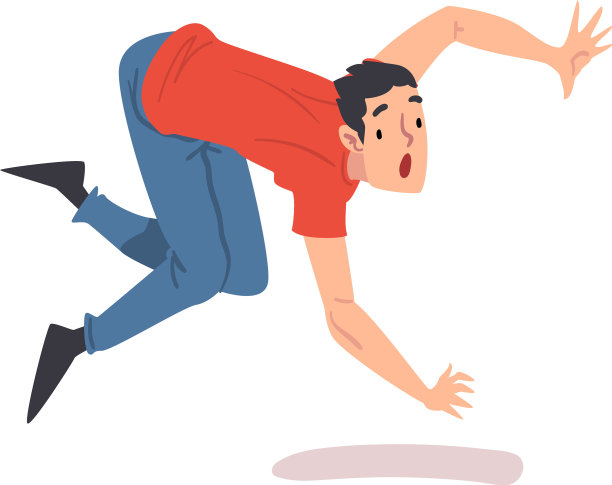 震惊男子向前摔倒意外疼痛图片下载