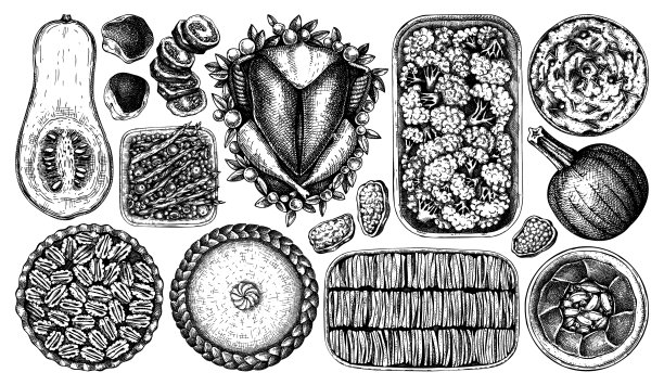 感恩节传统菜肴烤火鸡图片下载
