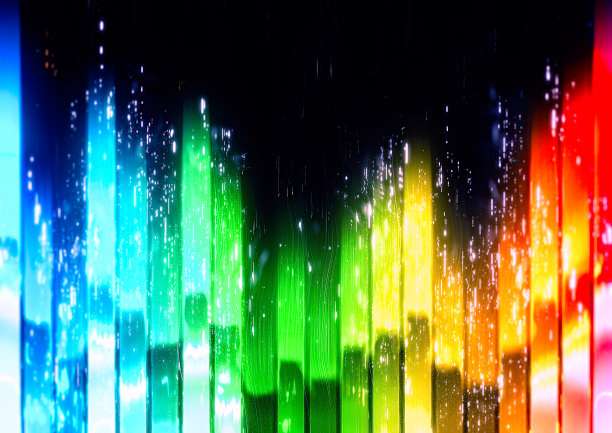 彩色闪光的抽象均衡器的3D插图图片下载