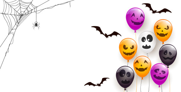 横幅上有可怕的气球和蜘蛛图片下载
