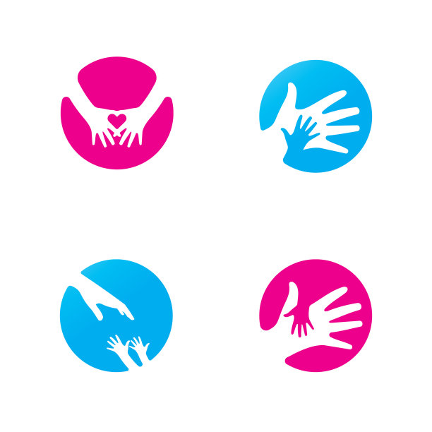 儿童护理标志设置剪影在圆圈图片下载