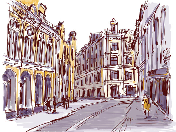 素描城市景观图片下载