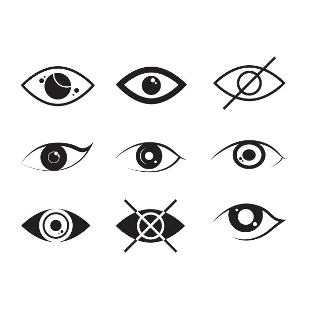 眼睛标志黑色细线图标设置图片下载