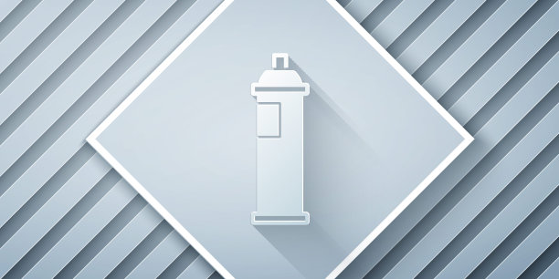 剪纸喷漆可以在灰色背景上孤立图标。纸艺术风格。向量图片下载