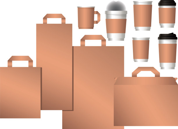 模型袋和咖啡杯的设计图片下载