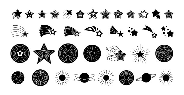星形黑色字形图标设置闪光爆发图片下载