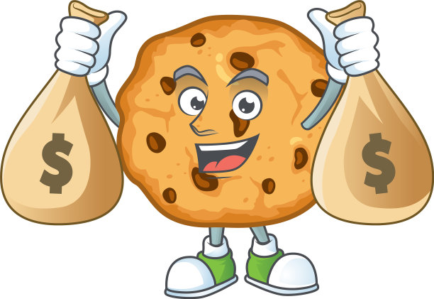 一个可爱的巧克力饼干拿着钱袋图片下载