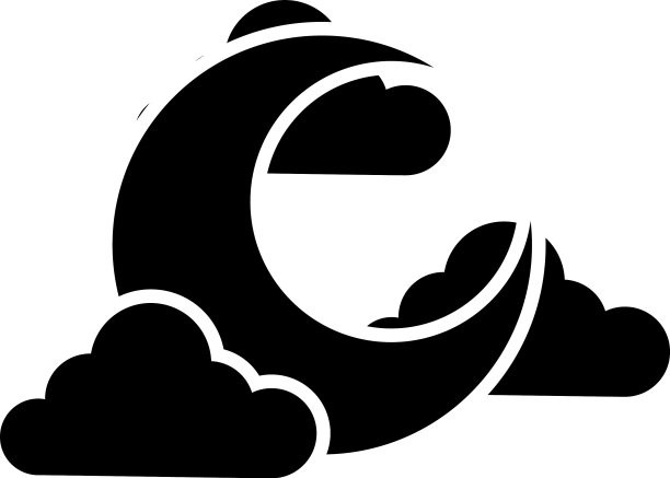 半月和云朵图标轮廓风格图片下载