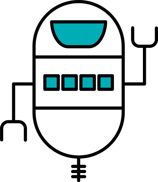 机器人概念机器人挥舞图标半线图片下载