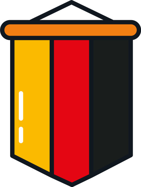 三角旗用德国国旗设计，线条和填充图片下载