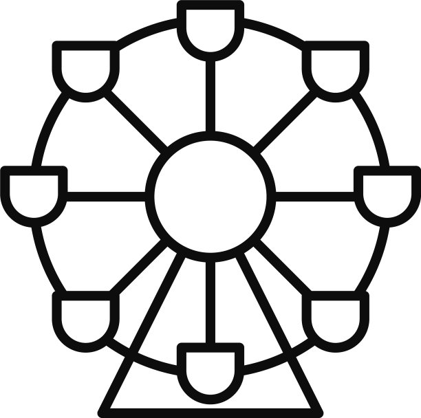 游乐场幸运转盘线性图标图片下载