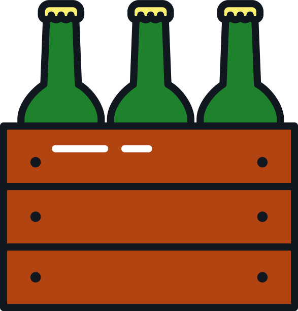 盒子与啤酒瓶图标线和填充风格图片下载