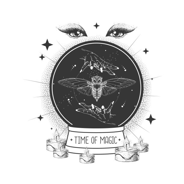 魔法球剪影与蝴蝶图片下载