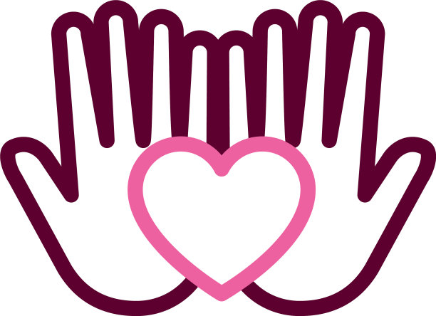 双手张开用心形图标半色半线图片下载